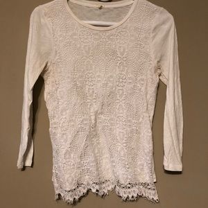 J Crew Crochet White T Shirt
